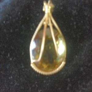 Lemon Quartz and Gold Necklace Pendant